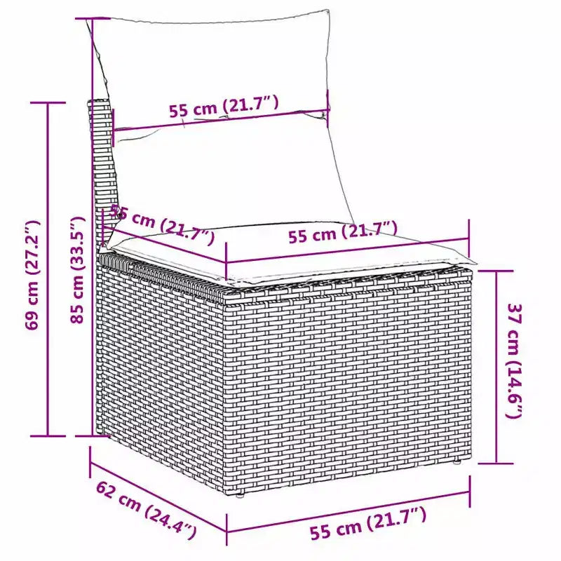 vidaXL Salon de jardin 7 pièces avec coussins, résine tressée noire (US only)
