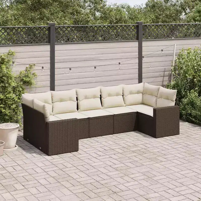 vidaXL Salon de jardin avec coussins Mobilier d'extérieur 7 pièces en résine tressée