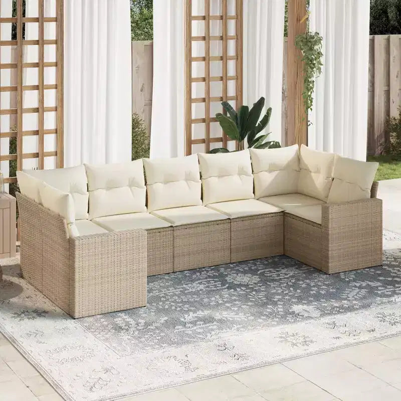 vidaXL Salon de jardin avec coussins Mobilier d'extérieur 7 pièces en résine tressée