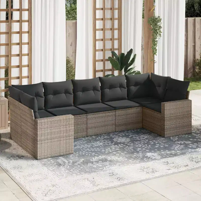 vidaXL Salon de jardin avec coussins Mobilier d'extérieur 7 pièces en résine tressée