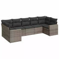 vidaXL Patio Sofa Set with Cushions Outdoor Furniture 7 Piece Poly Rattan