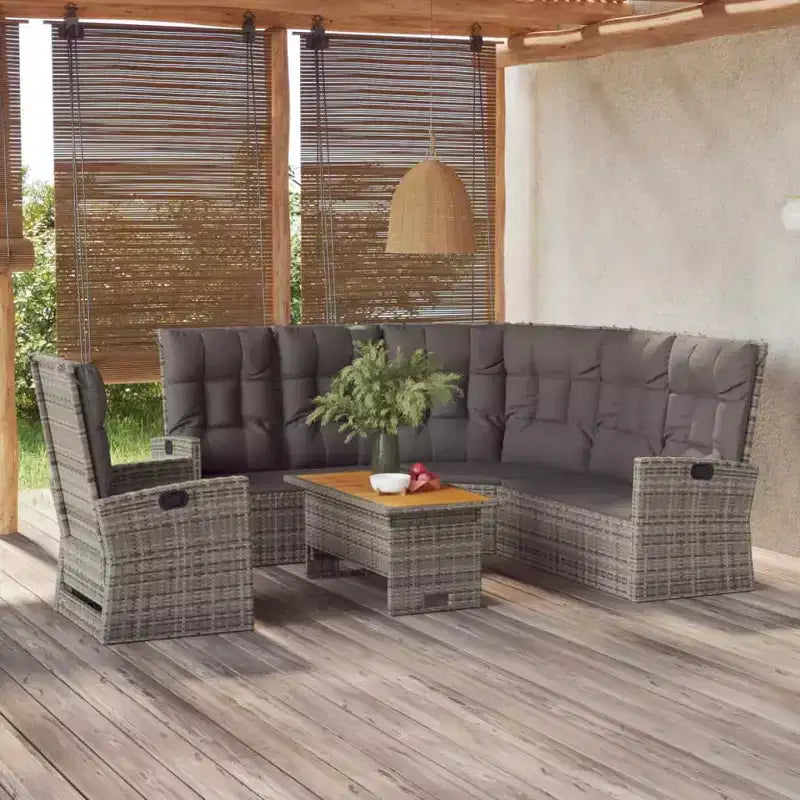 vidaXL Salon de jardin 3 places en résine tressée avec coussins