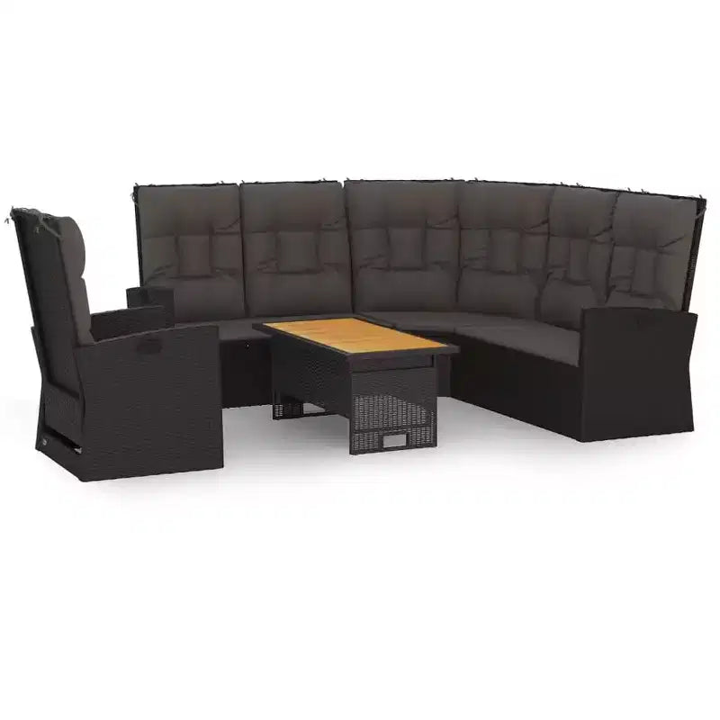 vidaXL Patio Furniture Set 3 Piece Sectional Sofa with Cushions Poly Rattan