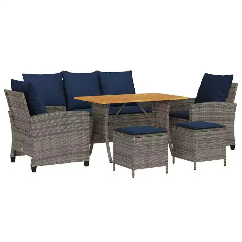 vidaXL 6 Piece Patio Sofa Set with Cushions, Poly Rattan Outdoor Sectional, Multiple Colors and Materials