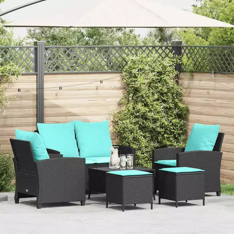 vidaXL Salon de jardin 6 pièces avec coussins, sectionnel d'extérieur en poly rotin, plusieurs couleurs et matériaux