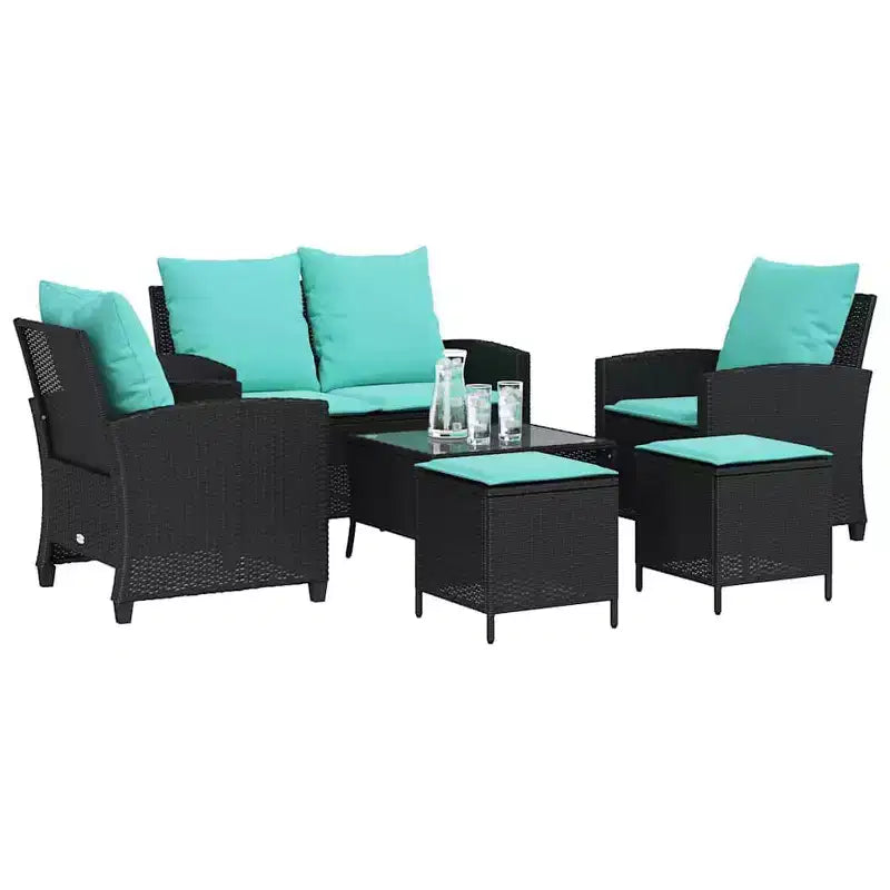 vidaXL Salon de jardin 6 pièces avec coussins, sectionnel d'extérieur en poly rotin, plusieurs couleurs et matériaux
