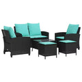 vidaXL Salon de jardin 6 pièces avec coussins, sectionnel d'extérieur en poly rotin, plusieurs couleurs et matériaux