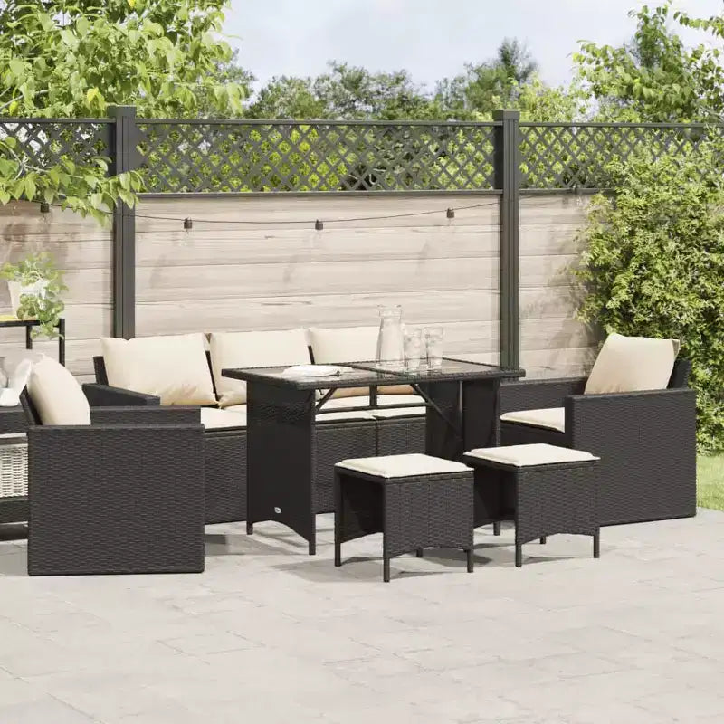 vidaXL Salon de jardin avec coussins, table et canapés modulables, 6 pièces en résine tressée