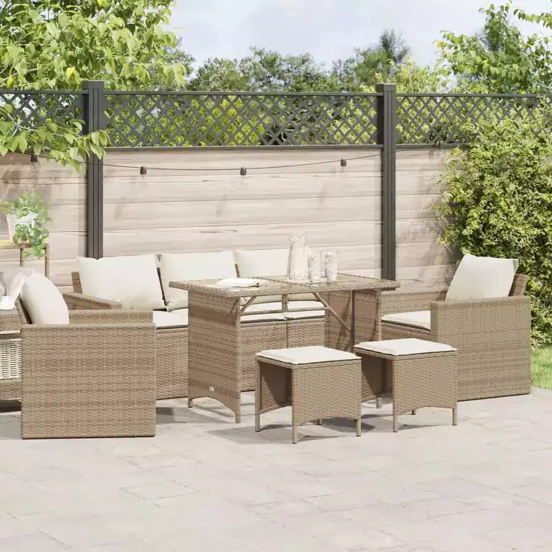 vidaXL Salon de jardin avec coussins, table et canapés modulables, 6 pièces en résine tressée