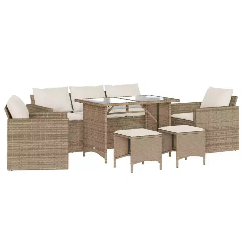 vidaXL Salon de jardin avec coussins, table et canapés modulables, 6 pièces en résine tressée