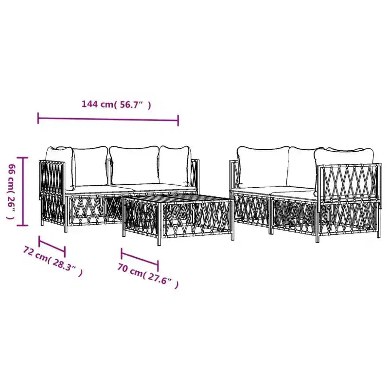 vidaXL Ensemble de salon de jardin 5 pièces avec coussins Acier Blanc