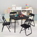 Metal Folding Card Table and Chair Set of, Leather Padded Folding Chairs with Comfortable Cushion and Durable Steel Frame, Modern Square Table