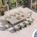 PURPLE LEAF Patio Dining Set with Outdoor Aluminium Dining Table and Woven Rattan Chairs Modern Furniture Set for Garden Yard Indoor Decor, Champagne