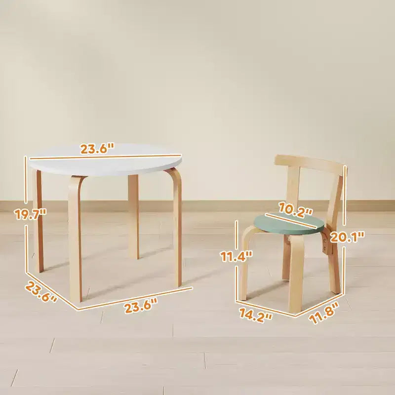 Ensemble de 5 pièces table et chaises pour enfants en bois naturel, pour les 3-8 ans