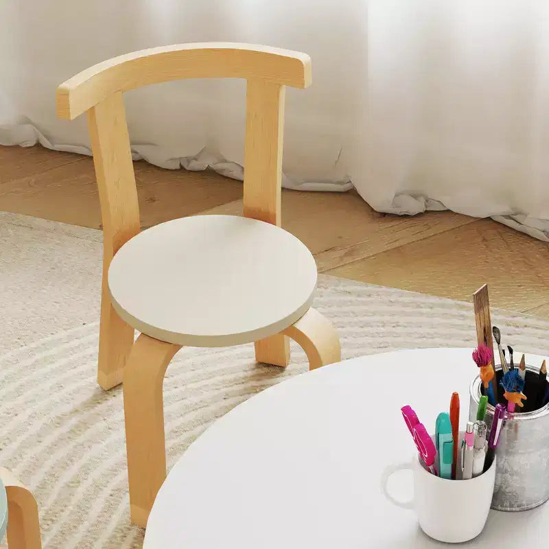 Ensemble de 5 pièces table et chaises pour enfants en bois naturel, pour les 3-8 ans