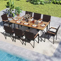 Costway 9PCS Patio Dining Set with 79 Rectangular Dining Table & 8 Stackable Rattan Chairs