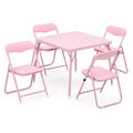 Comfortable Cushioned Kids Table and Chairs Set  5-Piece Folding Square Activity Table for Eating, Reading  Sturdy Metal Frame, Upholstered Seats