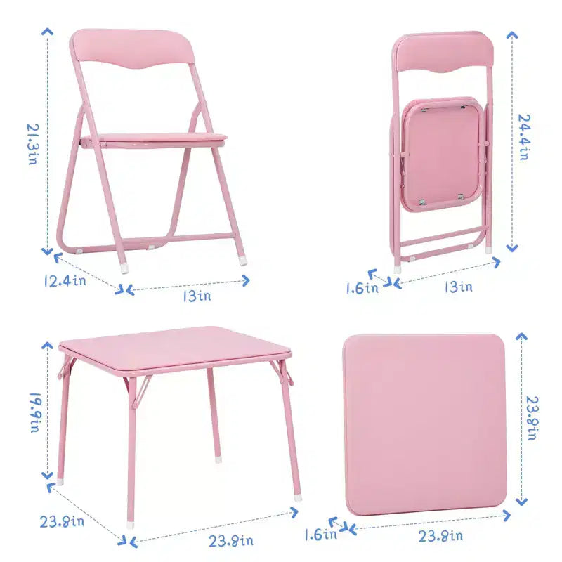 Ensemble de 5 chaises et table pour enfants, rembourré et confortable, table d'activités carrée pliable pour manger et lire, cadre en métal robuste, sièges rembourrés