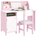 Etokfoks Kids Desk and Chair Set with Whiteboard Large Storage Cabinet Organizer for Art and Study 35.4x17.7x33.5 in Pink