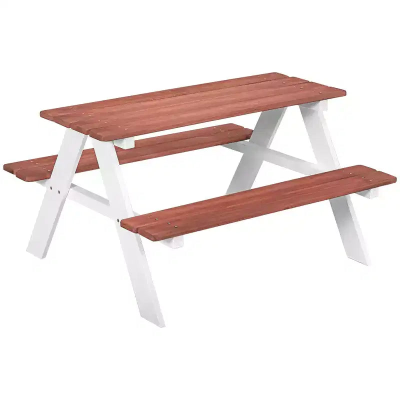 Etokfoks Kids picnic table set wooden table and benches for outdoor garden backyard ages 3 to 8 35 in L x 31 in W x 19.75 in H
