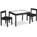 Etokfoks 3 Piece Dry Erase Kids Table and Two Chair Set Black Solid Wood Construction Creative Play Area for Drawing and Homework