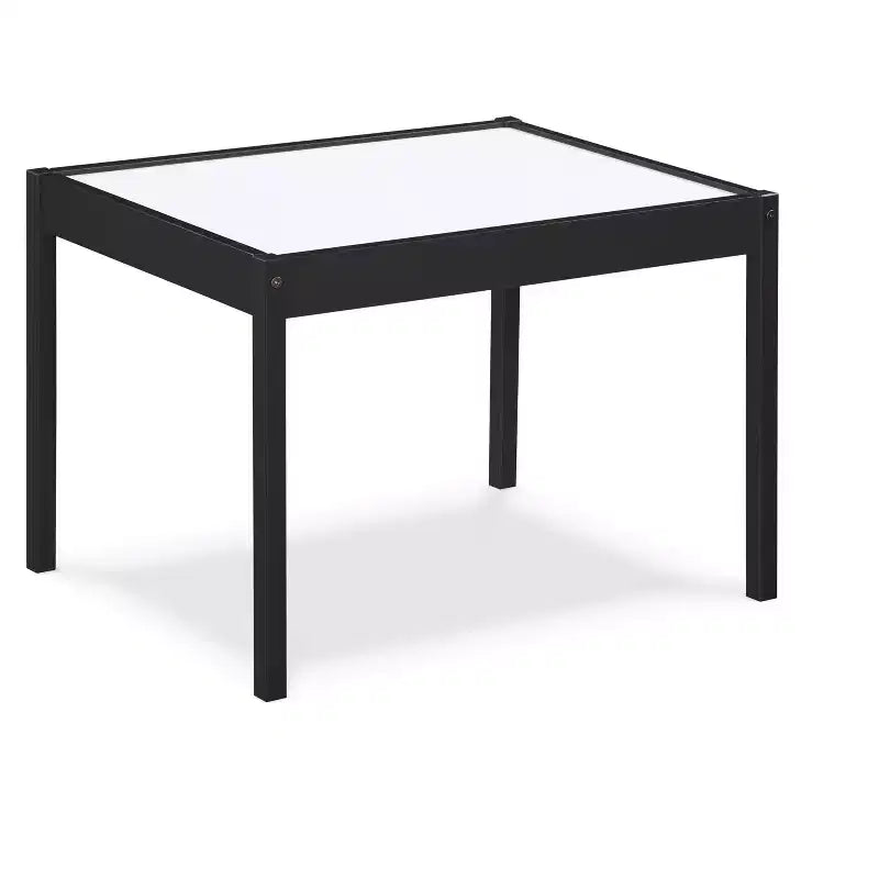 Etokfoks Ensemble Table et Deux Chaises Effaçables à Sec pour Enfants 3 Pièces Noir Construction en Bois Massif Zone de Jeu Créative pour Dessin et Devoirs