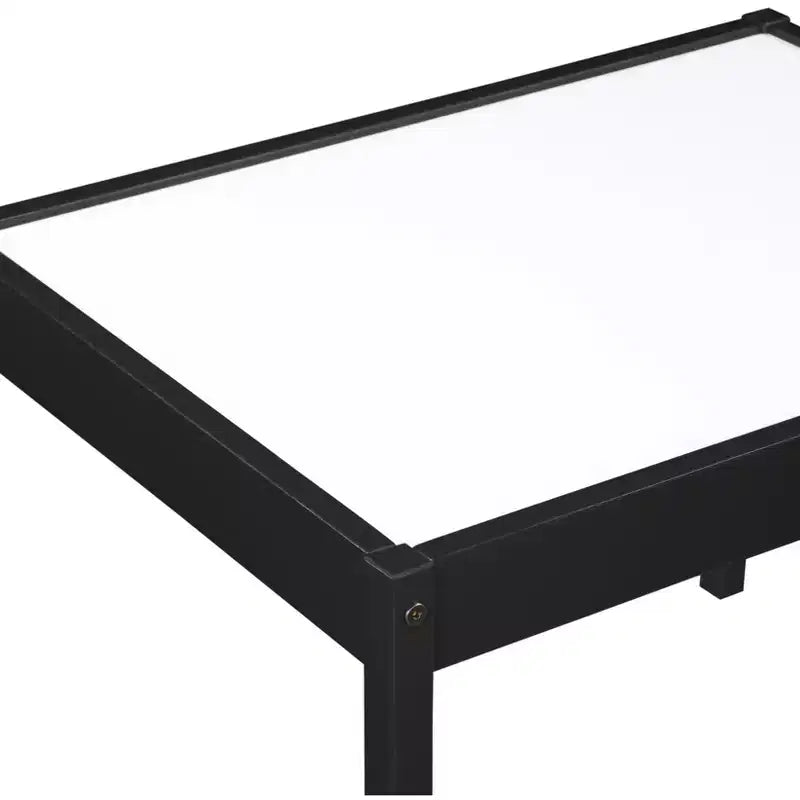 Etokfoks Ensemble Table et Deux Chaises Effaçables à Sec pour Enfants 3 Pièces Noir Construction en Bois Massif Zone de Jeu Créative pour Dessin et Devoirs