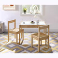 Etokfoks 3 Piece Kids Table and Chair Set with Dry Erase Tabletop Solid Wood Durable Natural Finish Includes 2 Chairs