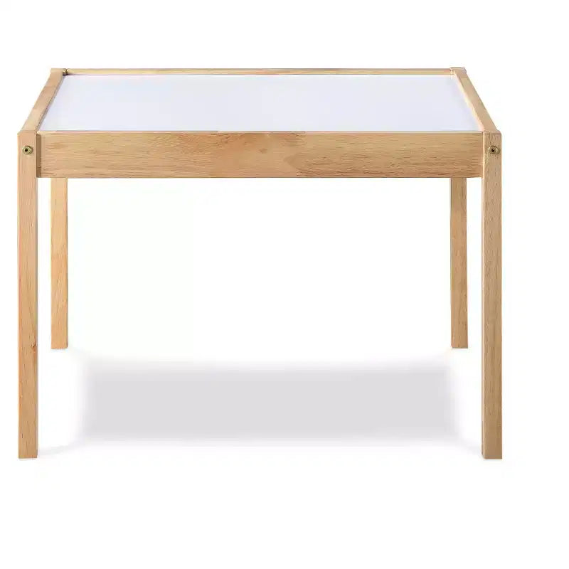 Etokfoks Ensemble de 3 pièces table et chaises pour enfants avec plateau effaçable à sec, bois massif, finition naturelle durable, inclut 2 chaises
