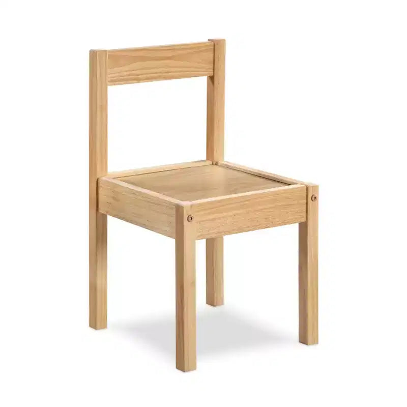 Etokfoks Ensemble de 3 pièces table et chaises pour enfants avec plateau effaçable à sec, bois massif, finition naturelle durable, inclut 2 chaises
