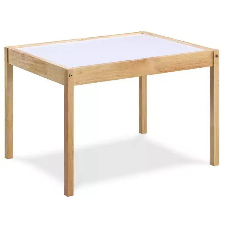 Etokfoks Ensemble de 3 pièces table et chaises pour enfants avec plateau effaçable à sec, bois massif, finition naturelle durable, inclut 2 chaises
