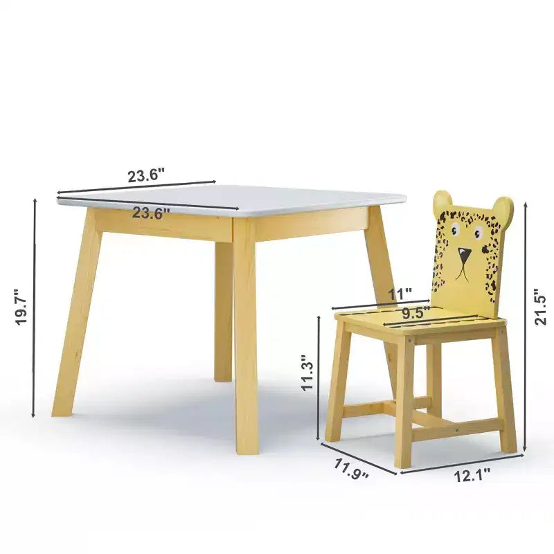Etokfoks Ensemble Table et Chaises Enfant Blanc Bois Massif et MDF Table 60 x 60 x 50 cm 4 Chaises 30 x 30,7 x 54,5 cm