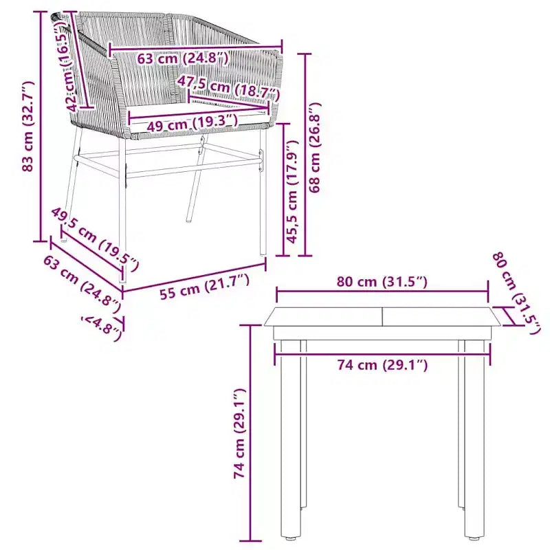 vidaXL Ensemble de salle à manger d'extérieur contemporain avec coussins, résine tressée, verre