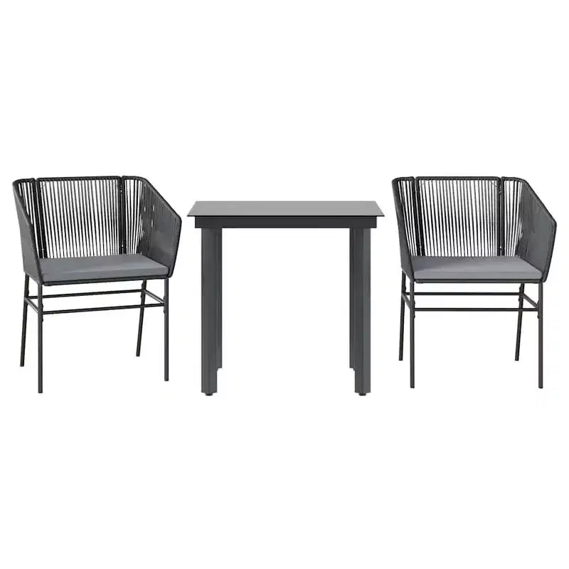 vidaXL Contemporary Patio Dining Set with Cushions, Poly Rattan, Glass