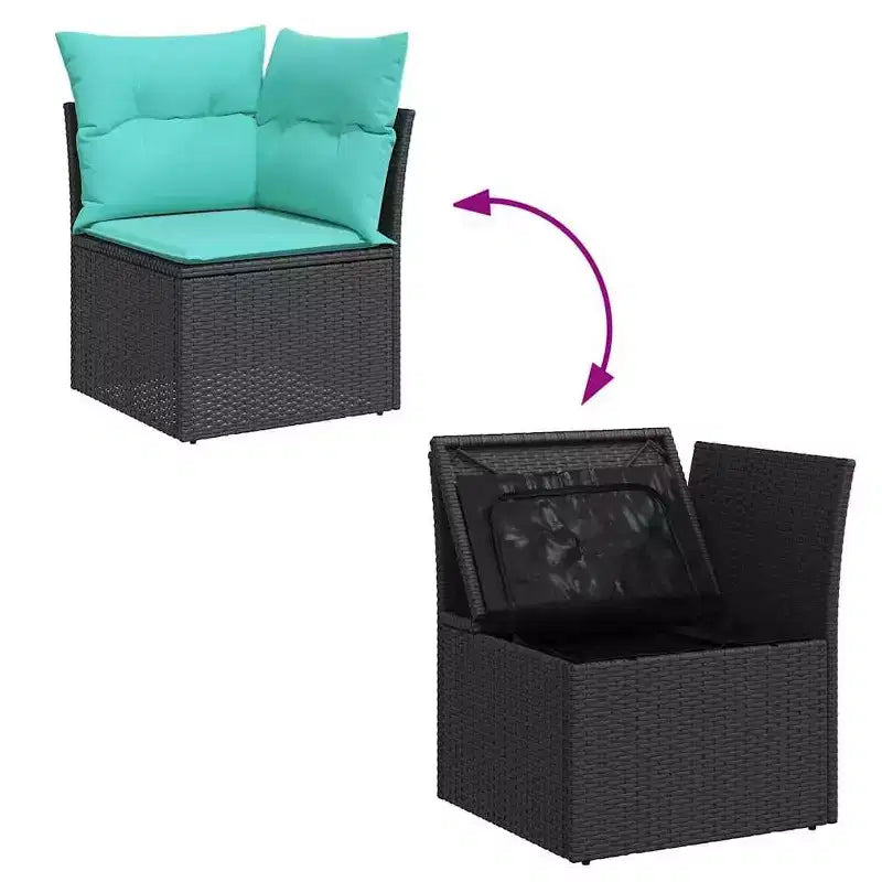 vidaXL Salon de jardin avec coussins en résine tressée