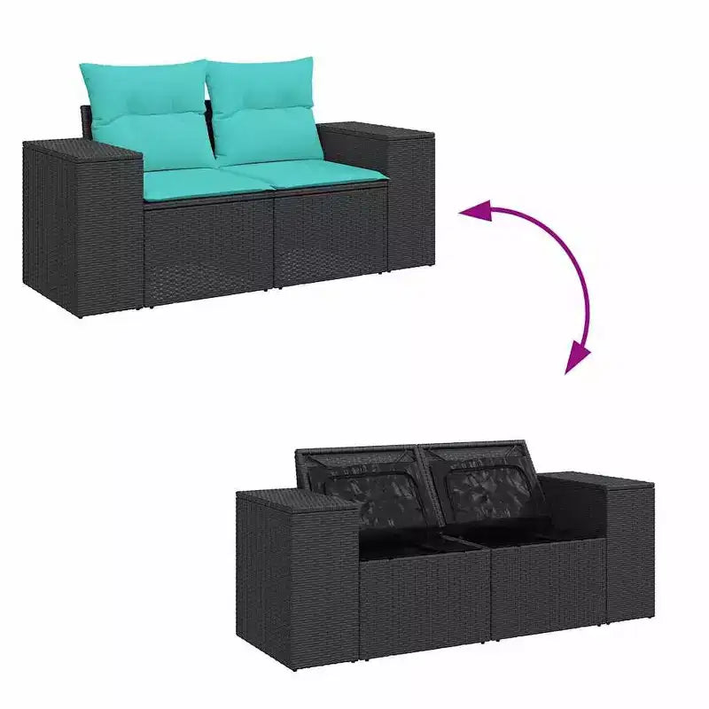 vidaXL Salon de jardin avec coussins en résine tressée