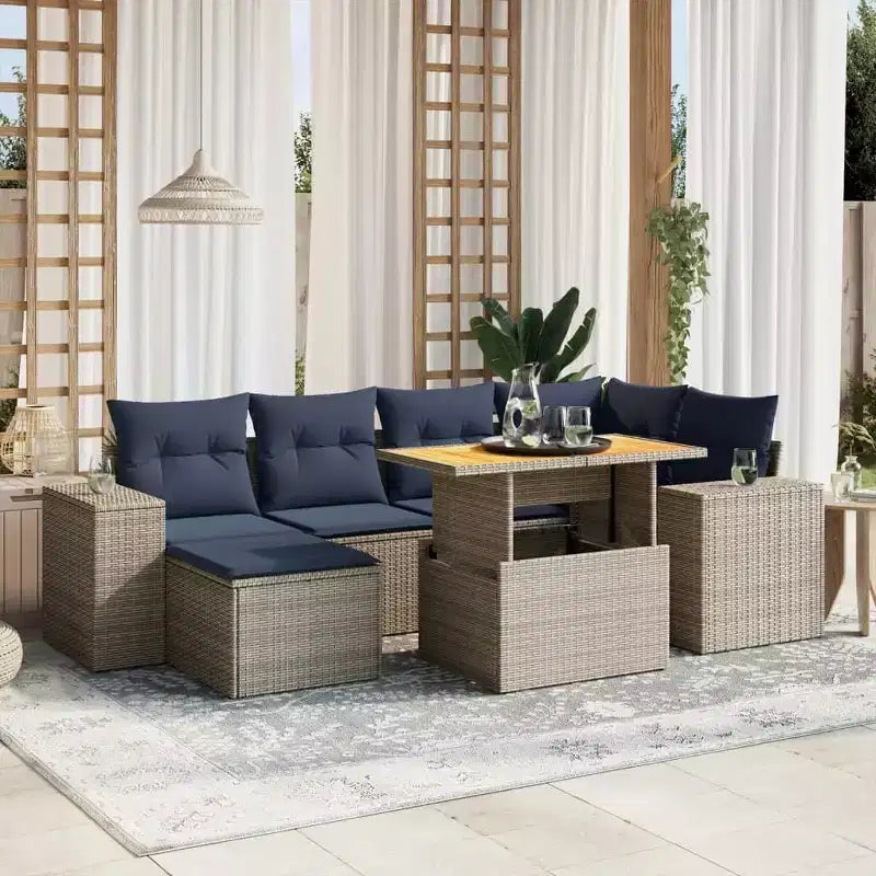vidaXL Salon de jardin avec coussins en résine tressée