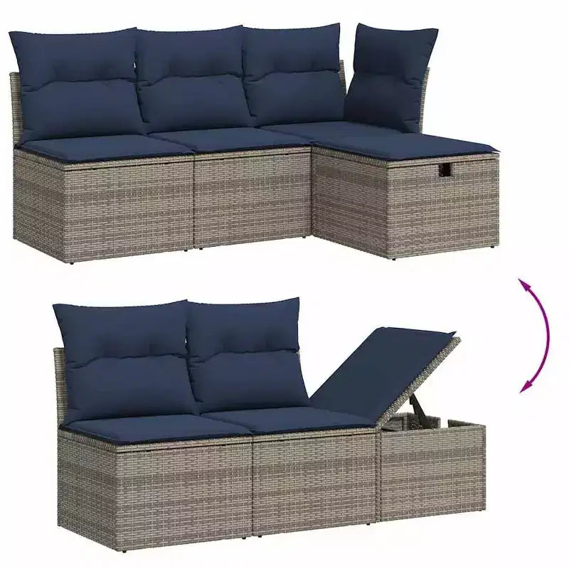 vidaXL Salon de jardin avec coussins en résine tressée