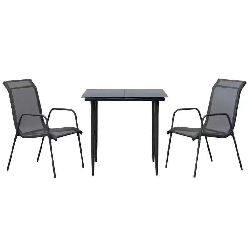 vidaXL Patio Dining Set Outdoor Table and Chair Steel and Textilene