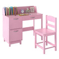 Costway Kids Study Desk & Chair Set w/Chair 2 Storage Cabinets Drawer 4 Book Sorters