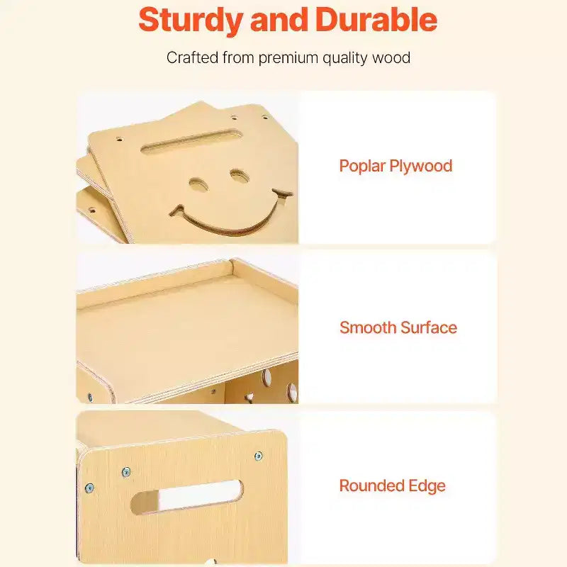 Ensemble table et chaise Montessori 3-en-1 pour enfants avec tableau noir et hauteur réglable - Naturel