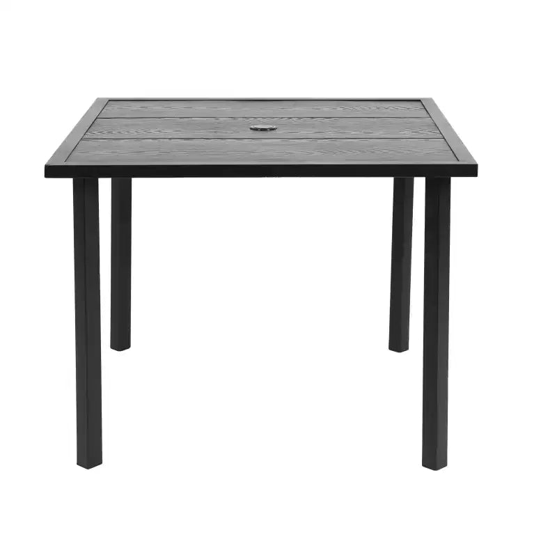 Table et chaises d'extérieur en osier 5 pièces Whisen, ensemble table et chaises de salle à manger de patio avec plateau de table carré en acier
