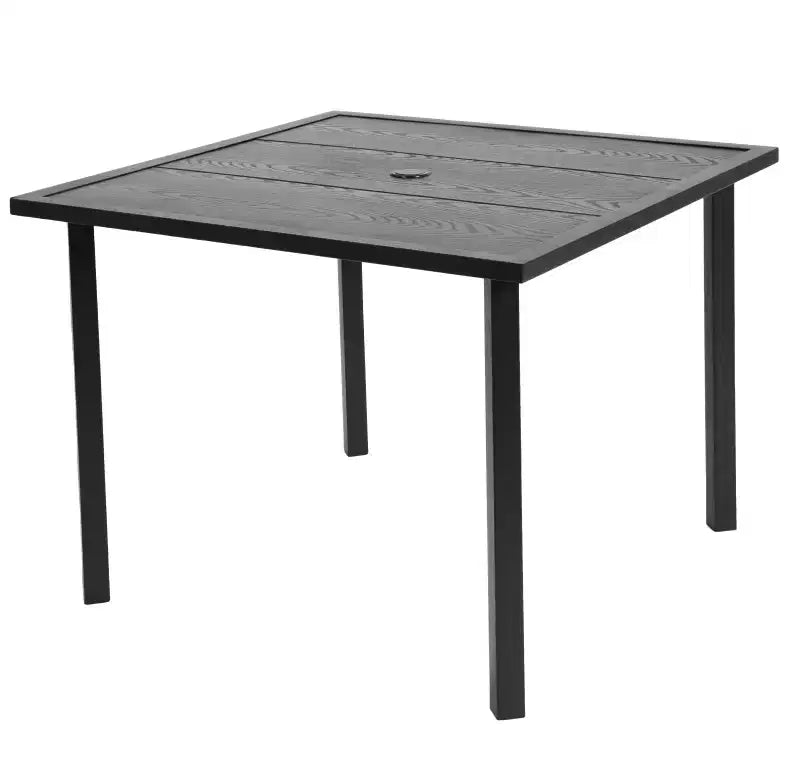 Table et chaises d'extérieur en osier 5 pièces Whisen, ensemble table et chaises de salle à manger de patio avec plateau de table carré en acier