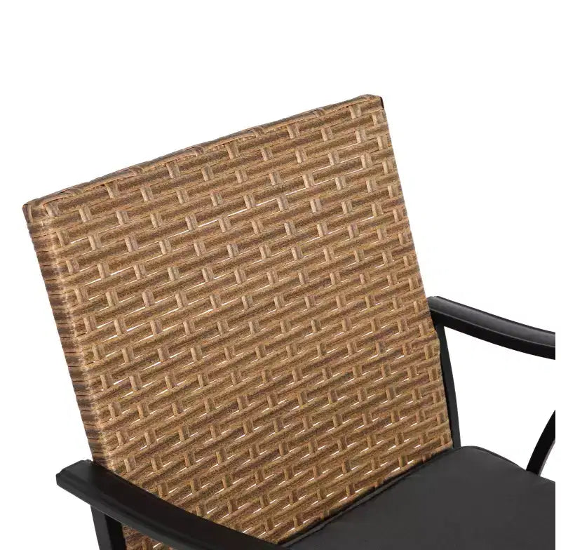 Table et chaises d'extérieur en osier 5 pièces Whisen, ensemble table et chaises de salle à manger de patio avec plateau de table carré en acier