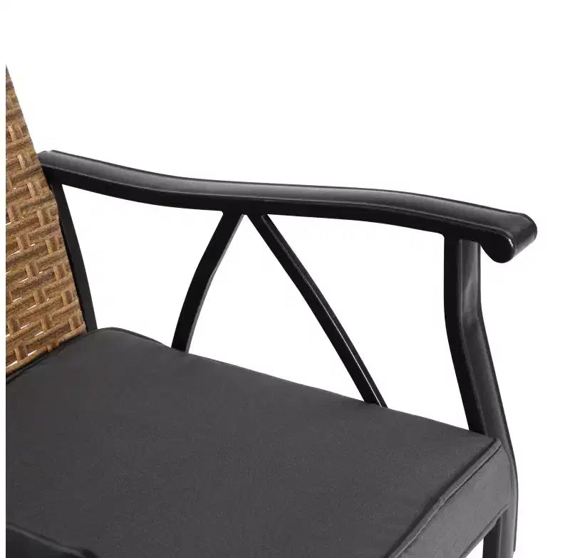 Table et chaises d'extérieur en osier 5 pièces Whisen, ensemble table et chaises de salle à manger de patio avec plateau de table carré en acier