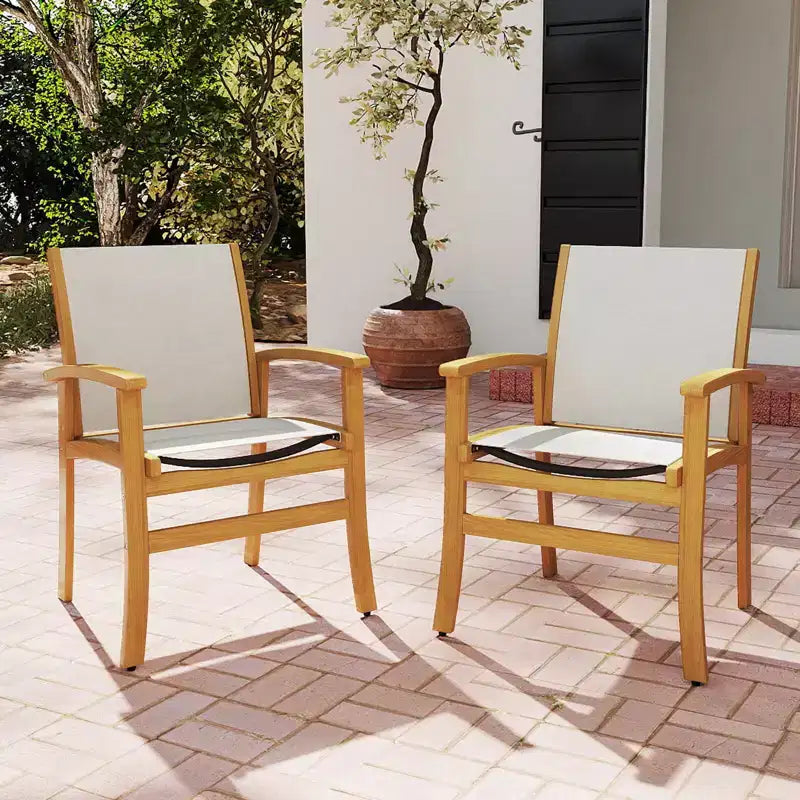 Costway Ensemble de salle à manger d'extérieur 9 pièces en bois d'acacia avec trou pour parasol de 5 cm pour jardin, cour arrière