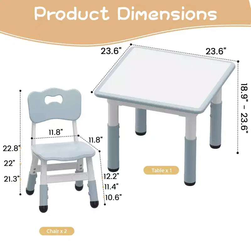 Ensemble table réglable en hauteur et 2 chaises pour tout-petits avec plateau à graffitis, ensemble table et chaises pour enfants, pieds antidérapants, table d'activités pour enfants pour la maison, la crèche
