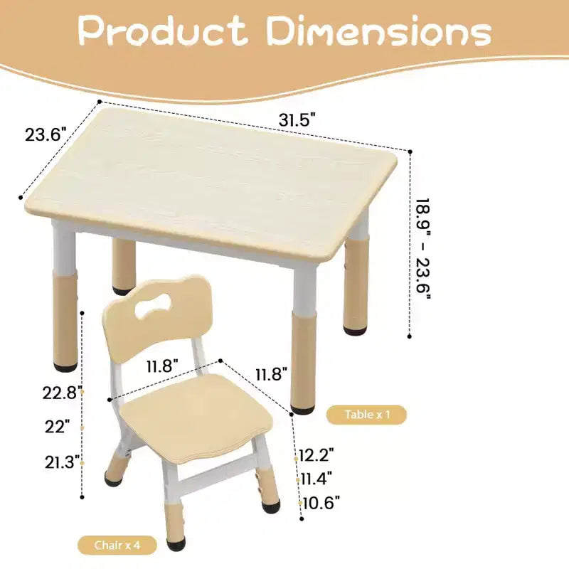 Ensemble table réglable en hauteur et 2 chaises pour tout-petits avec plateau à graffitis, ensemble table et chaises pour enfants, pieds antidérapants, table d'activités pour enfants pour la maison, la crèche