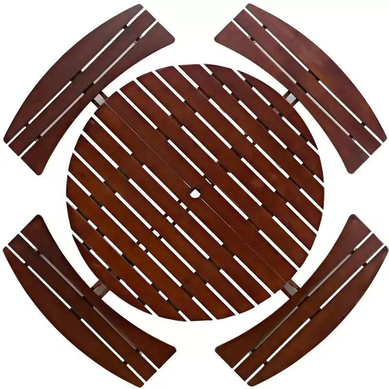 Table de pique-nique extérieure ronde pour 8 personnes avec bancs intégrés, pour patio ou véranda