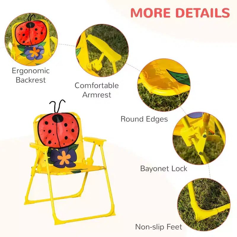 Ensemble table et chaises pour enfants avec parasol réglable Mobilier de pique-nique pliant d'extérieur